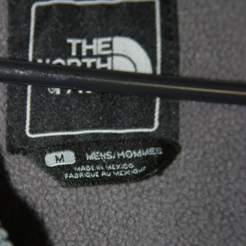 The North Face Denali Fleece Jacket Mens M Grey Black Polartec Full‎ Zip Coat
